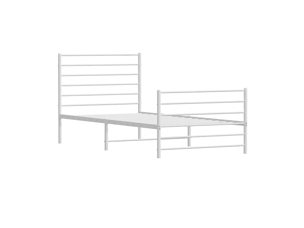 Cama 100x200 cm metal con cabecero y pie cama blanca ES78784