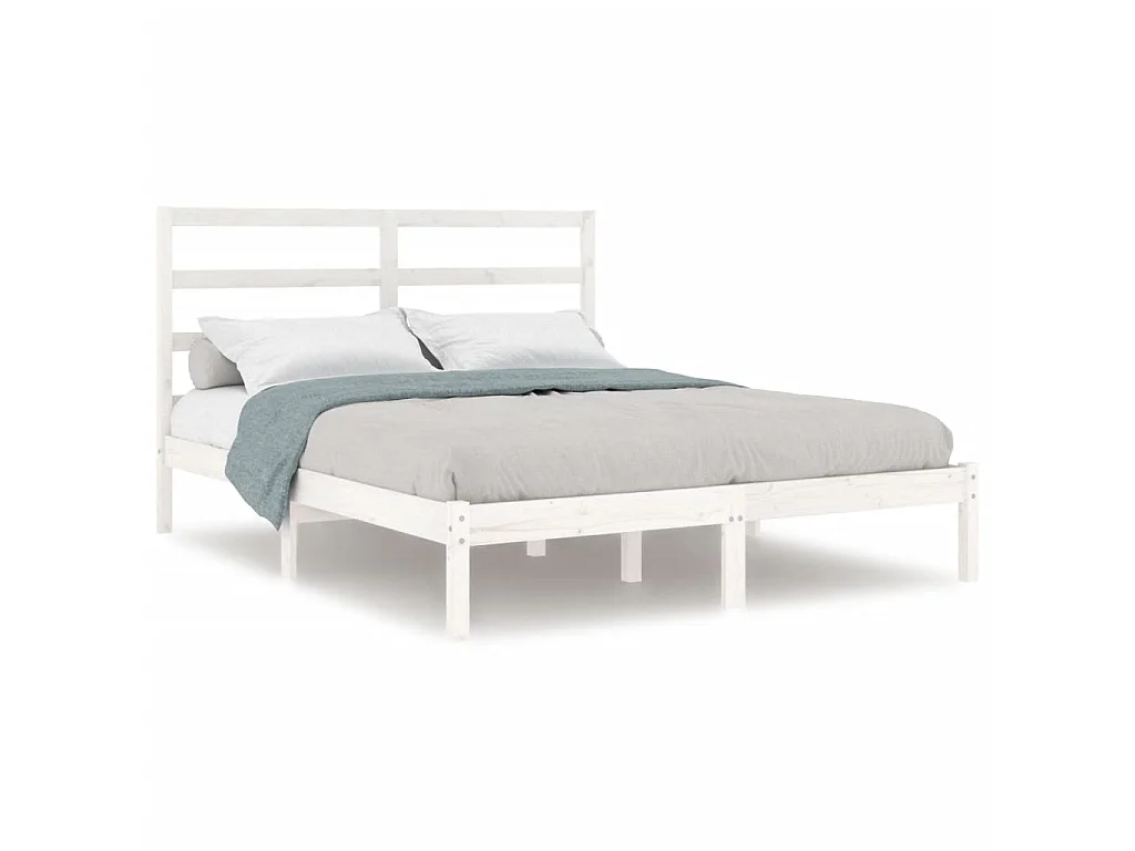 Lit-140x190 cm Blanc Bois de pin massif EGGB58565