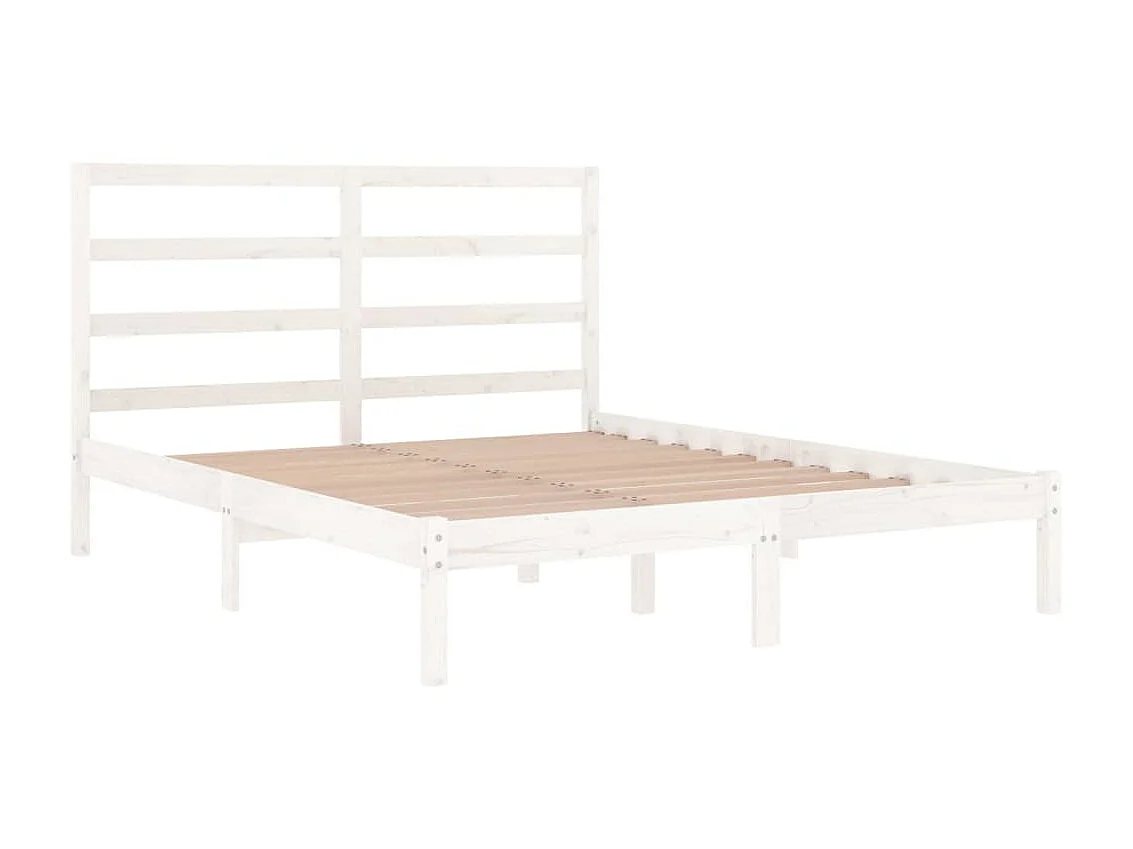 Lit-140x190 cm Blanc Bois de pin massif EGGB58565