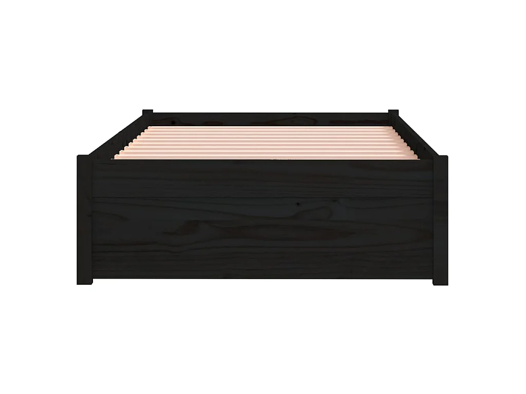 Lit-75x190 cm Noir Bois massif Petit simple EGGB81791