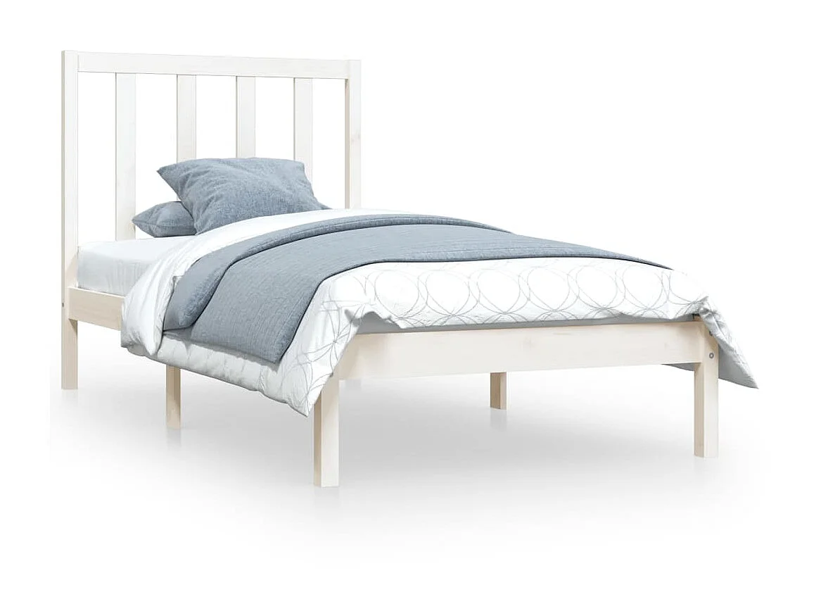 Cama 100x200 cm pinho maciço branco PT534695