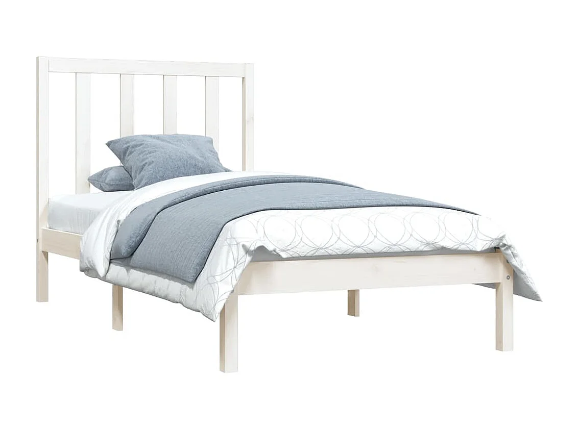 Cama 100x200 cm pinho maciço branco PT534695