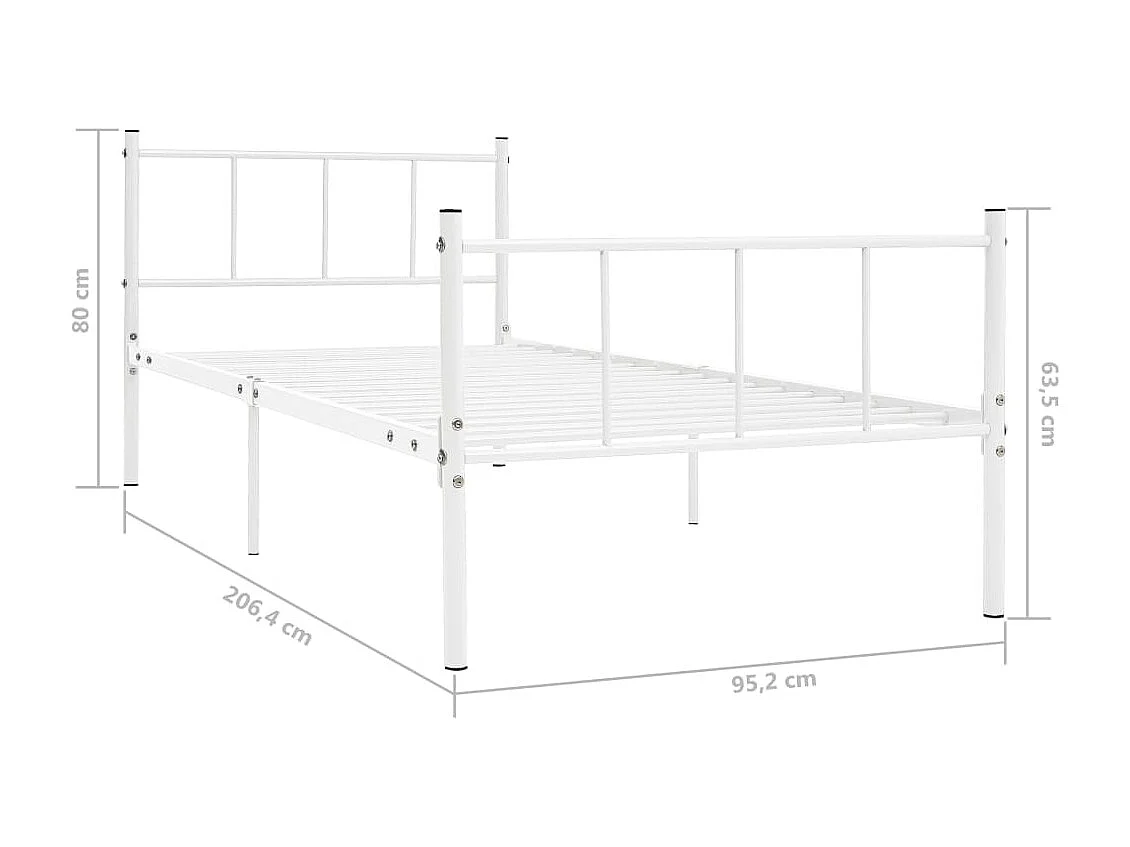 Lit-90x200 cm Blanc Métal EGGB29553
