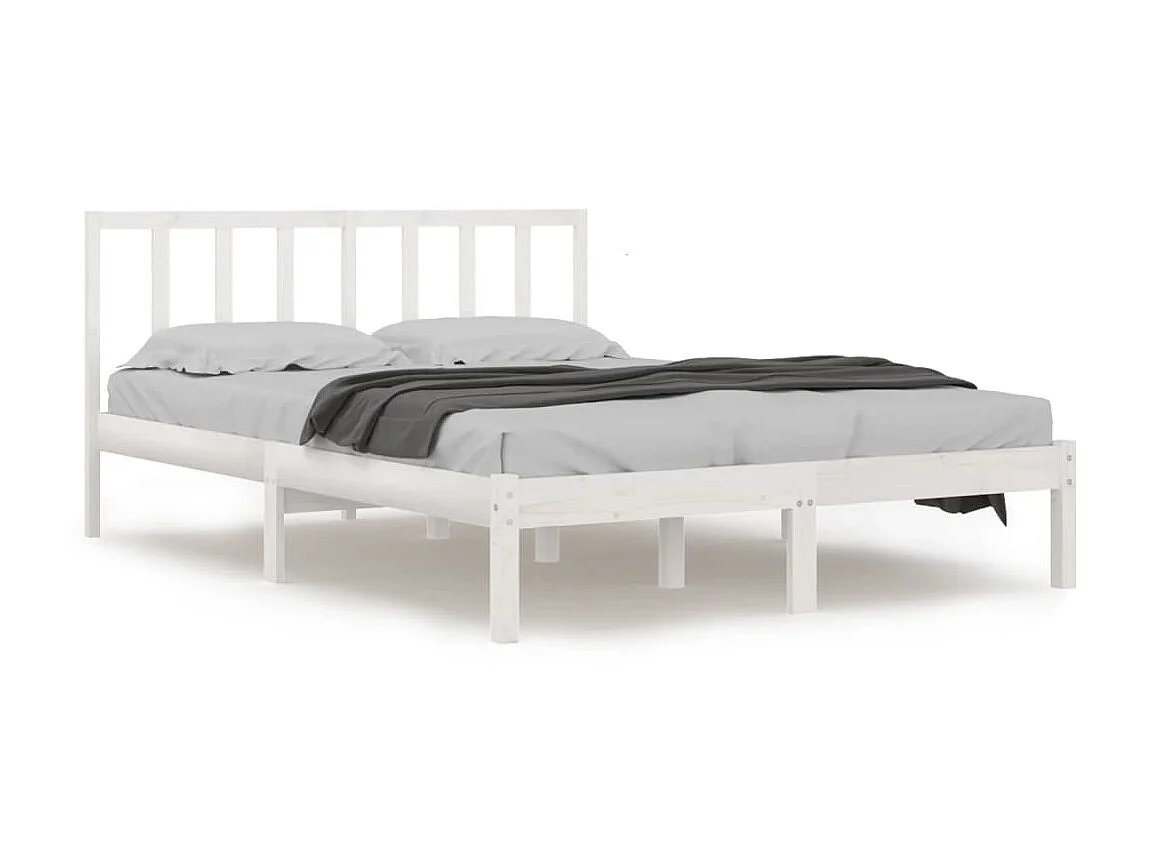 Lit-140x200 cm Blanc Bois de pin massif EGGB93821