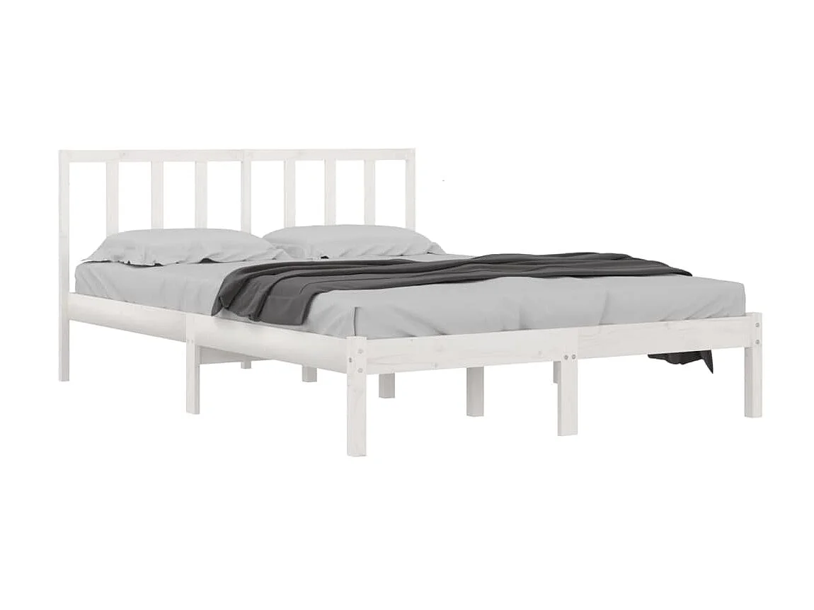 Cama 140x200 cm de madera maciza de pino blanca ES61834