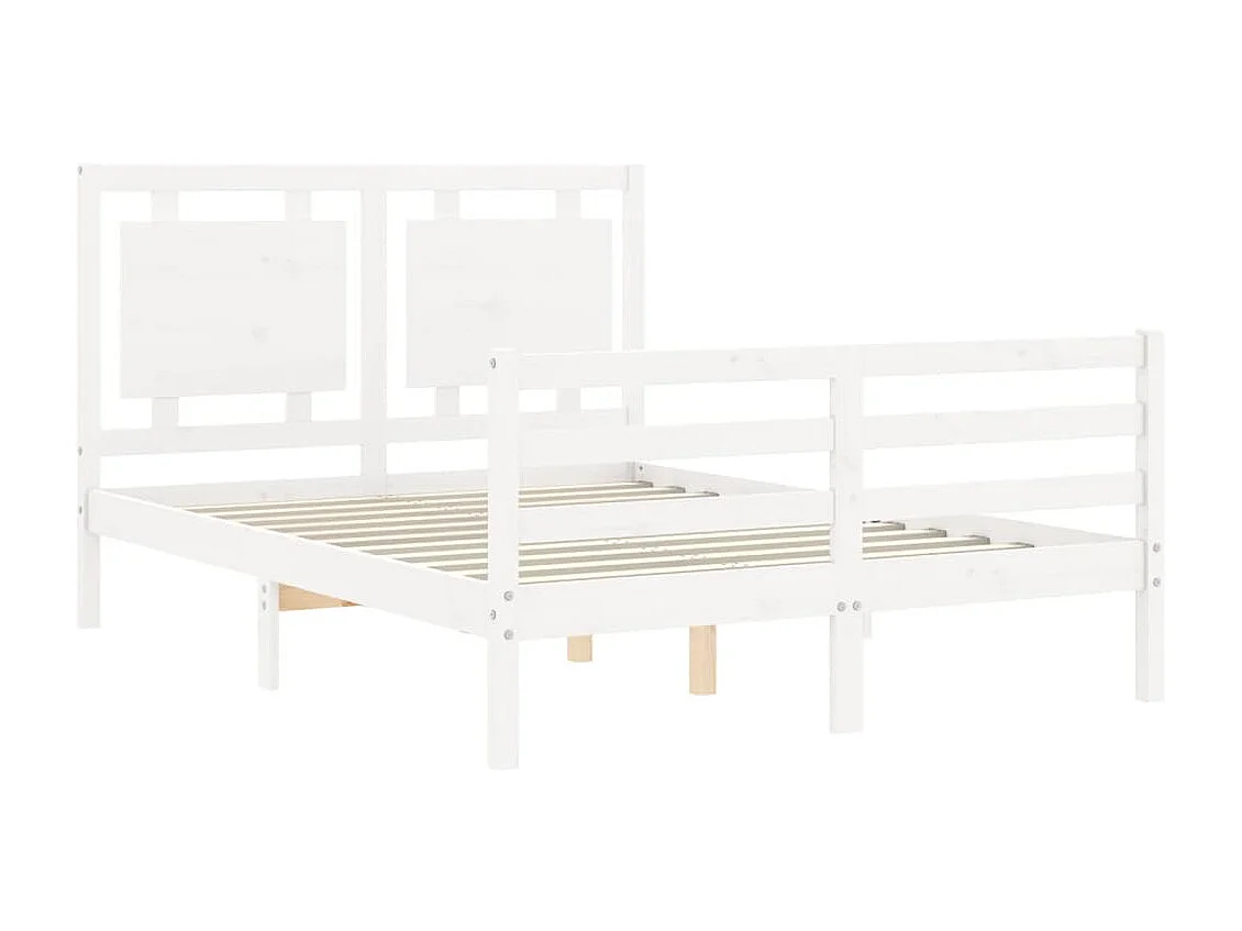 Lit-120x190 cm avec tête de lit blanc petit double bois massif EGGB87781