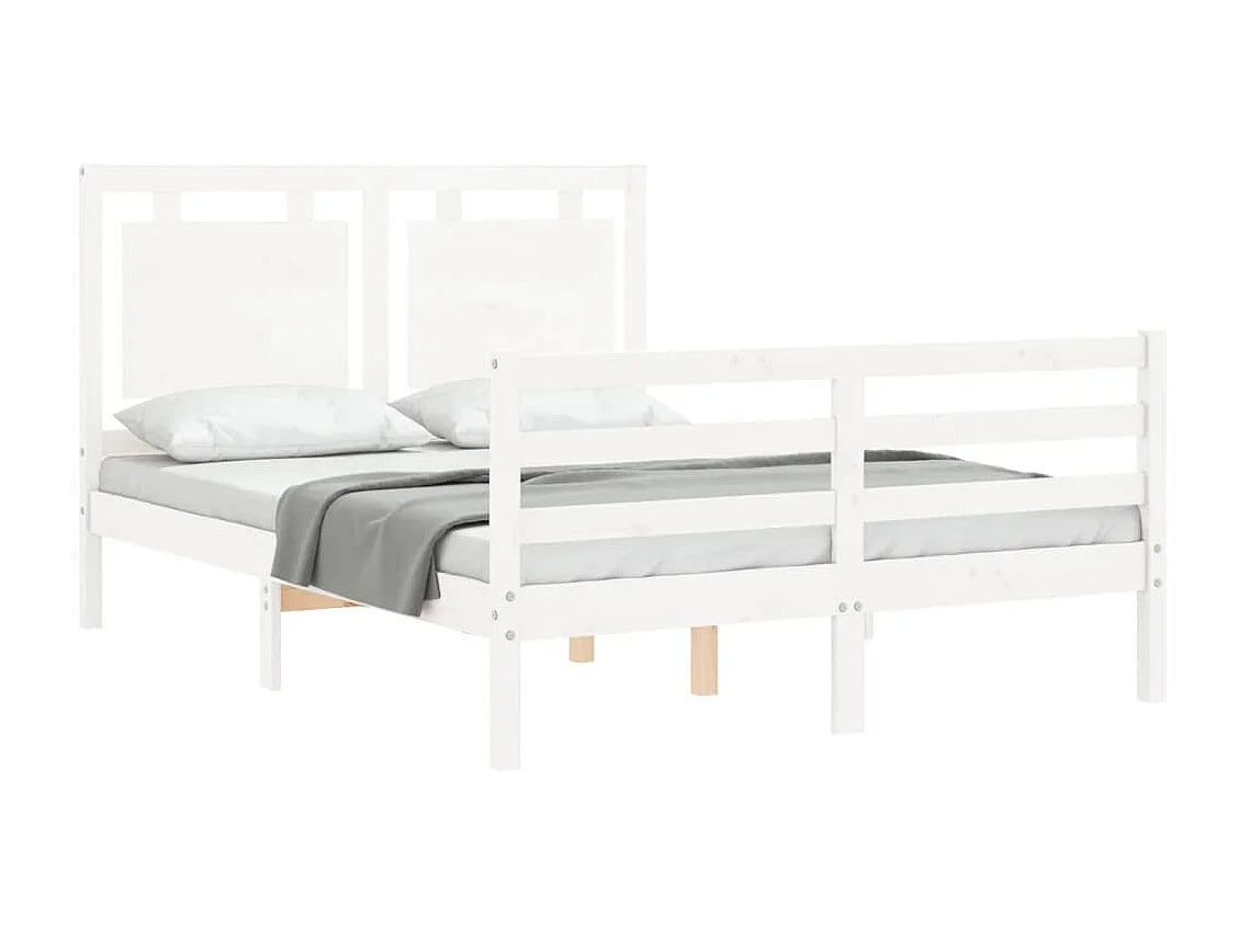 Lit-120x190 cm avec tête de lit blanc petit double bois massif EGGB87781
