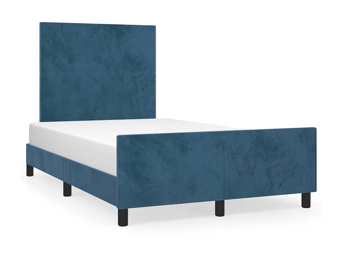 Cama c/ cabeceira 120x200 cm veludo azul PT184621