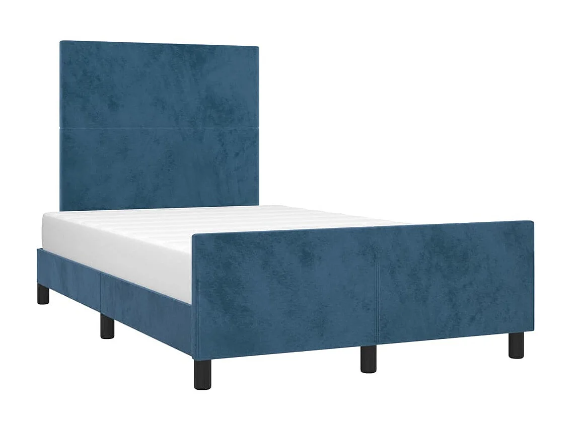 Lit-120x200 cm avec tête de lit Bleu foncé Velours EGGB94794