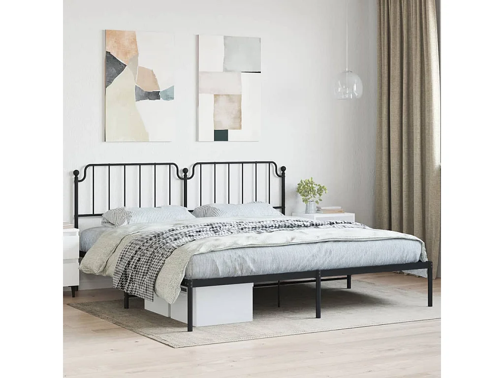 Cama com cabeceira 193x203 cm metal preto PT502998