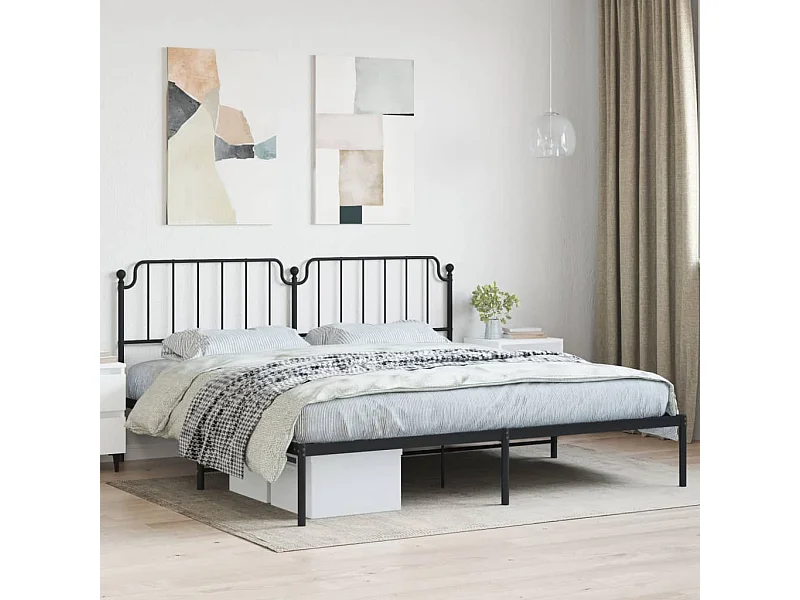 Cama com cabeceira 193x203 cm metal preto PT502998