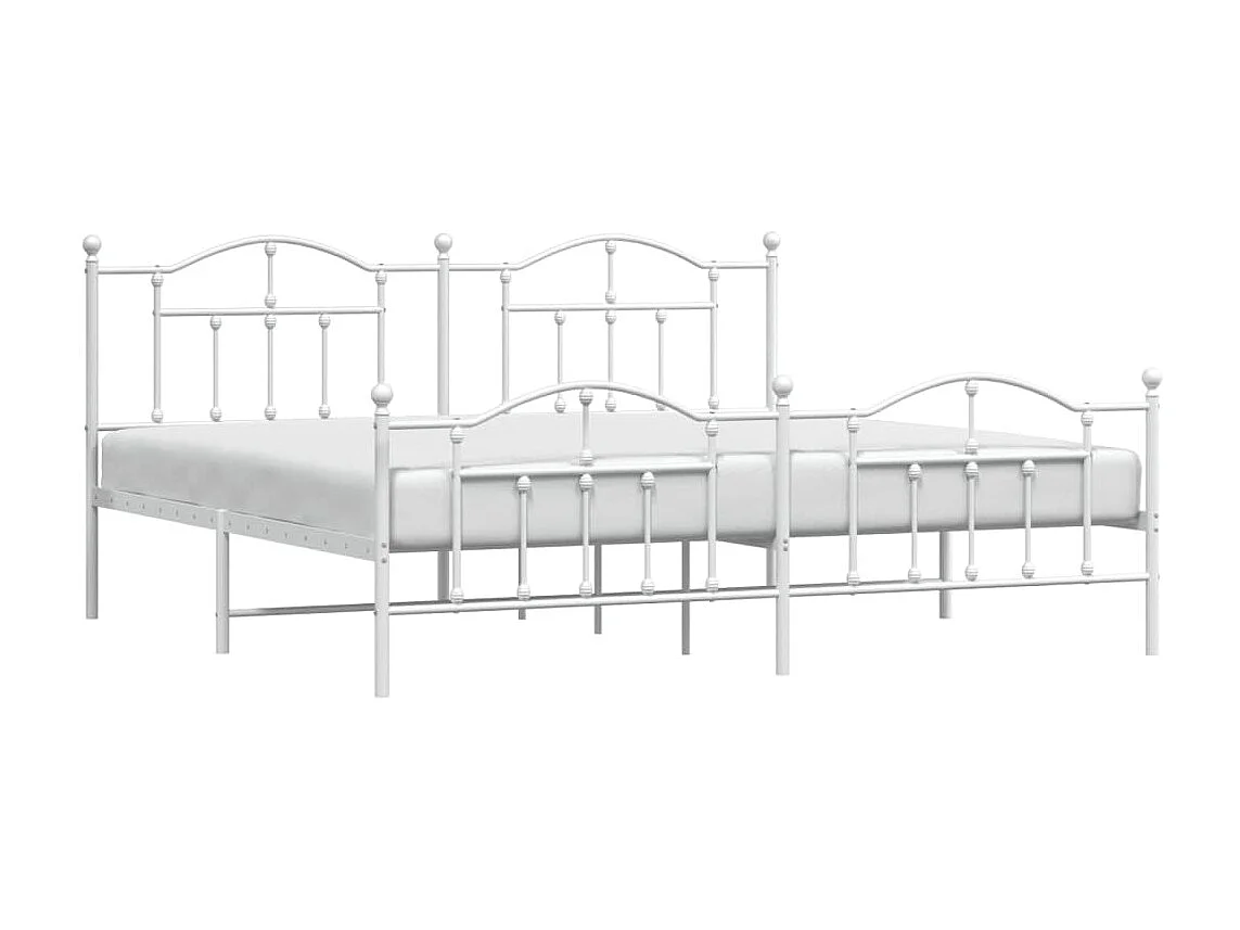 Lit-193x203 cm métal avec tête de lit/pied de lit blanc EGGB56011