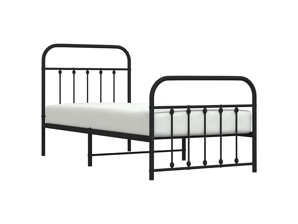 Cama com cabeceira e pés 90x190 cm metal preto PT392452