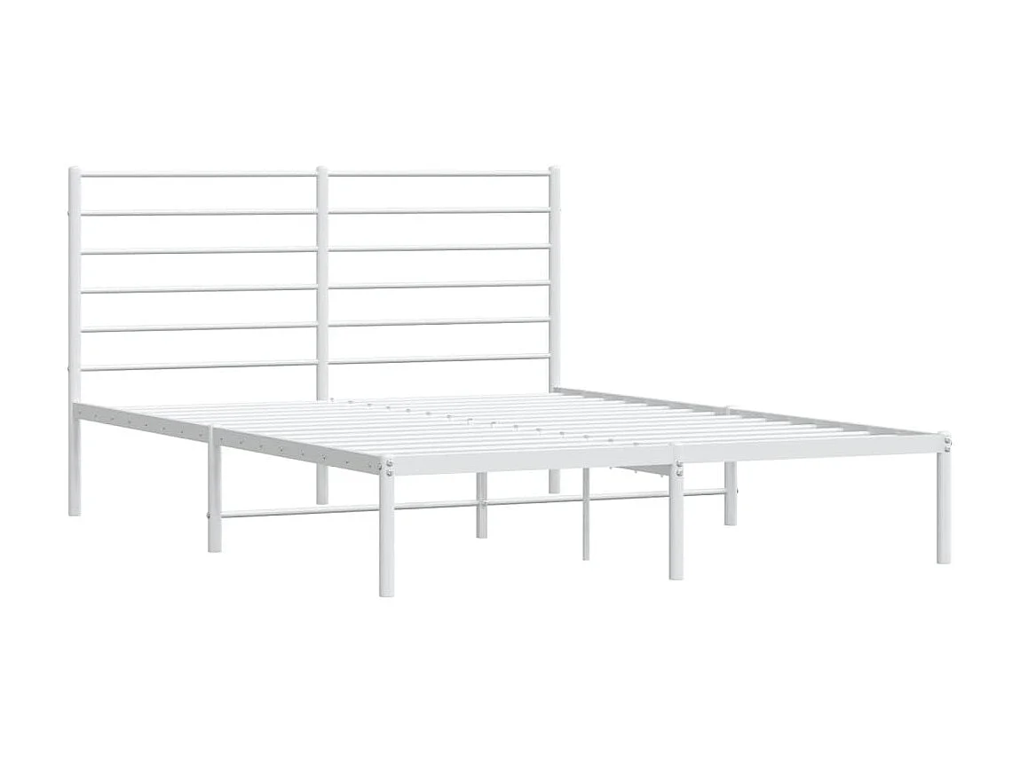 Cama 140x190 cm de metal con cabecero blanca ES31076