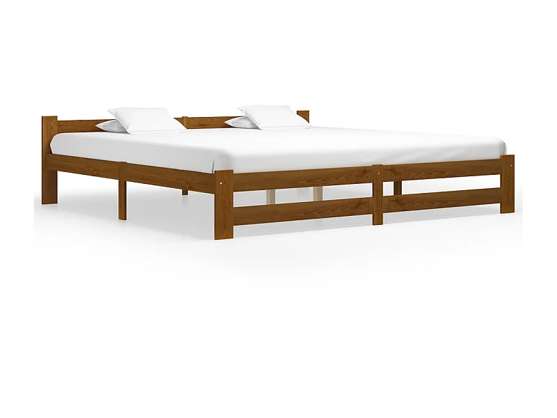 Cama 200x200 cm pinho maciço castanho mel PT676404