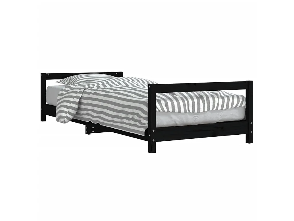 Cama infantil 90x190 cm pinho maciço preto PT512095
