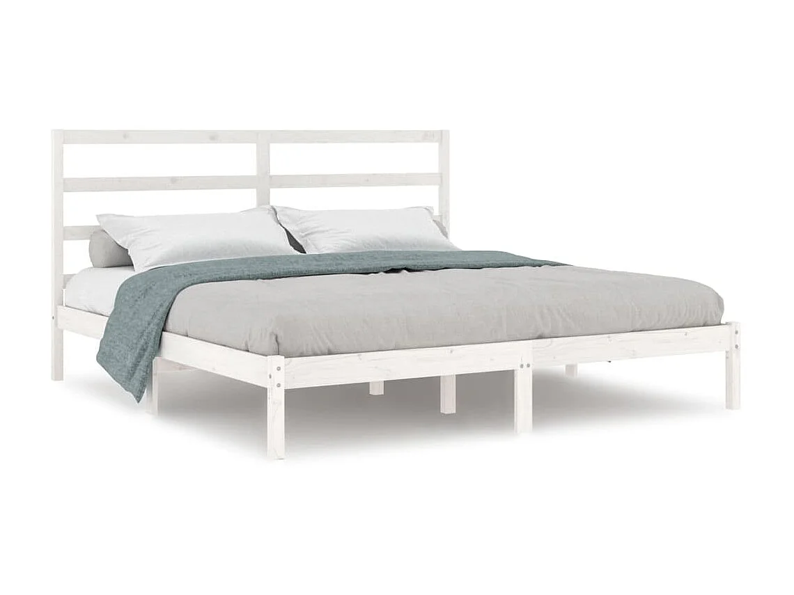 Lit-200x200 cm Blanc Bois de pin massif EGGB20640