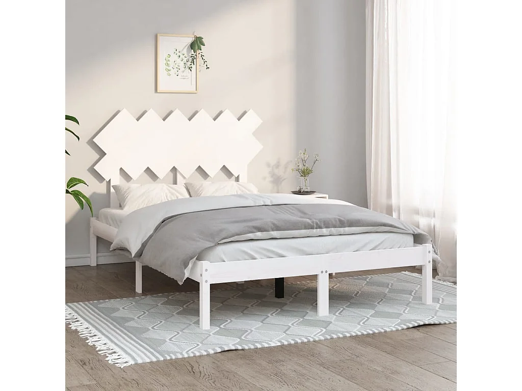 Cama 120x200 cm de madera maciza blanco ES92571