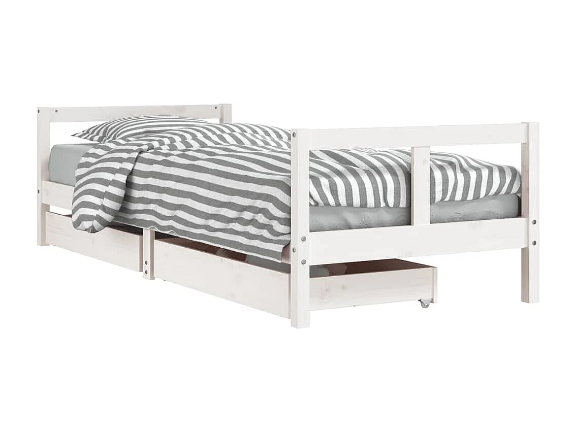 Lit-80x200 cm enfant tiroirs blanc bois de pin massif EGGB39545