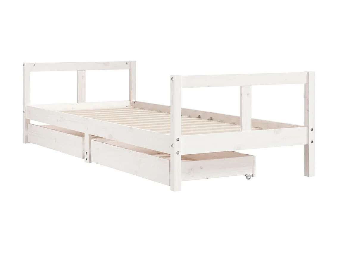 Lit-80x200 cm enfant tiroirs blanc bois de pin massif EGGB39545