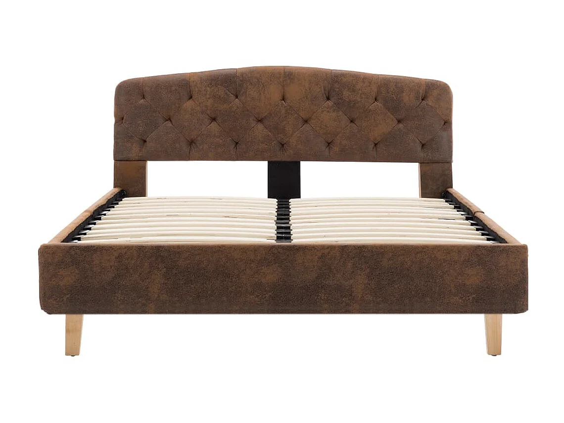 Cama 120x200 cm de piel de ante artificial marrón ES30547