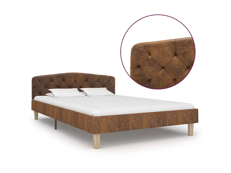 Cama 120x200 cm de piel de ante artificial marrón ES30547