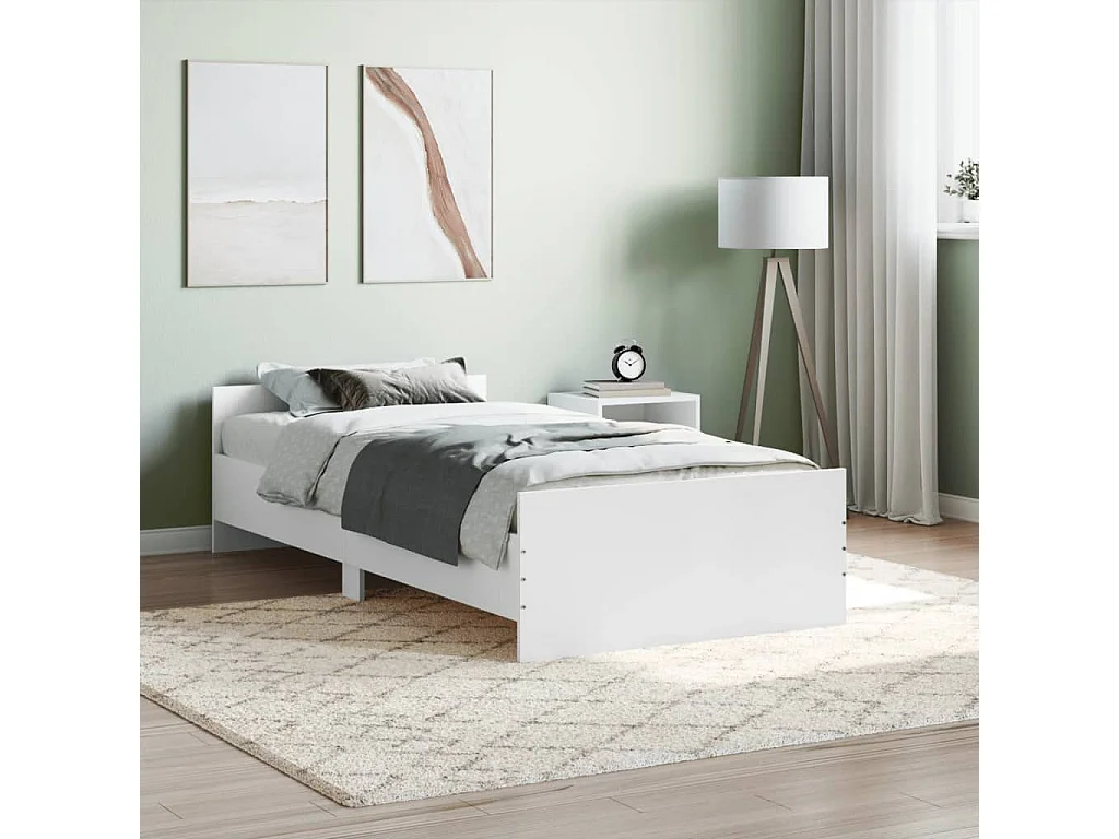 Cama 90x200 cm derivados de madeira branco PT688923
