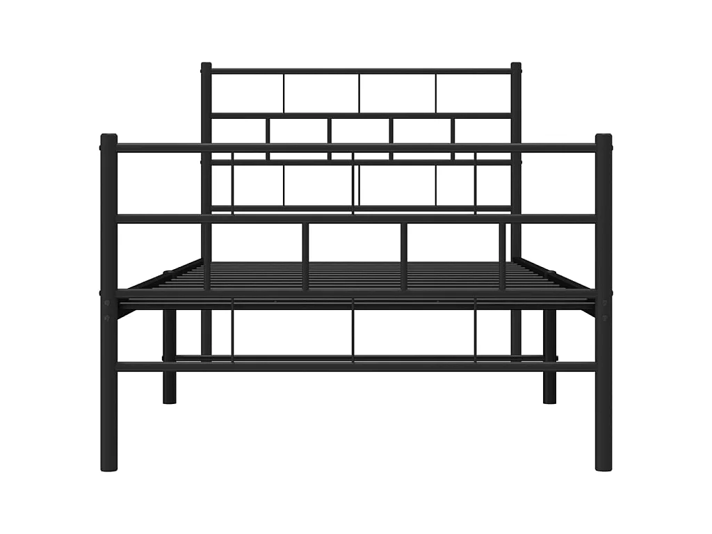 Lit-90x200 cm métal avec tête de lit/pied de lit noir EGGB68432