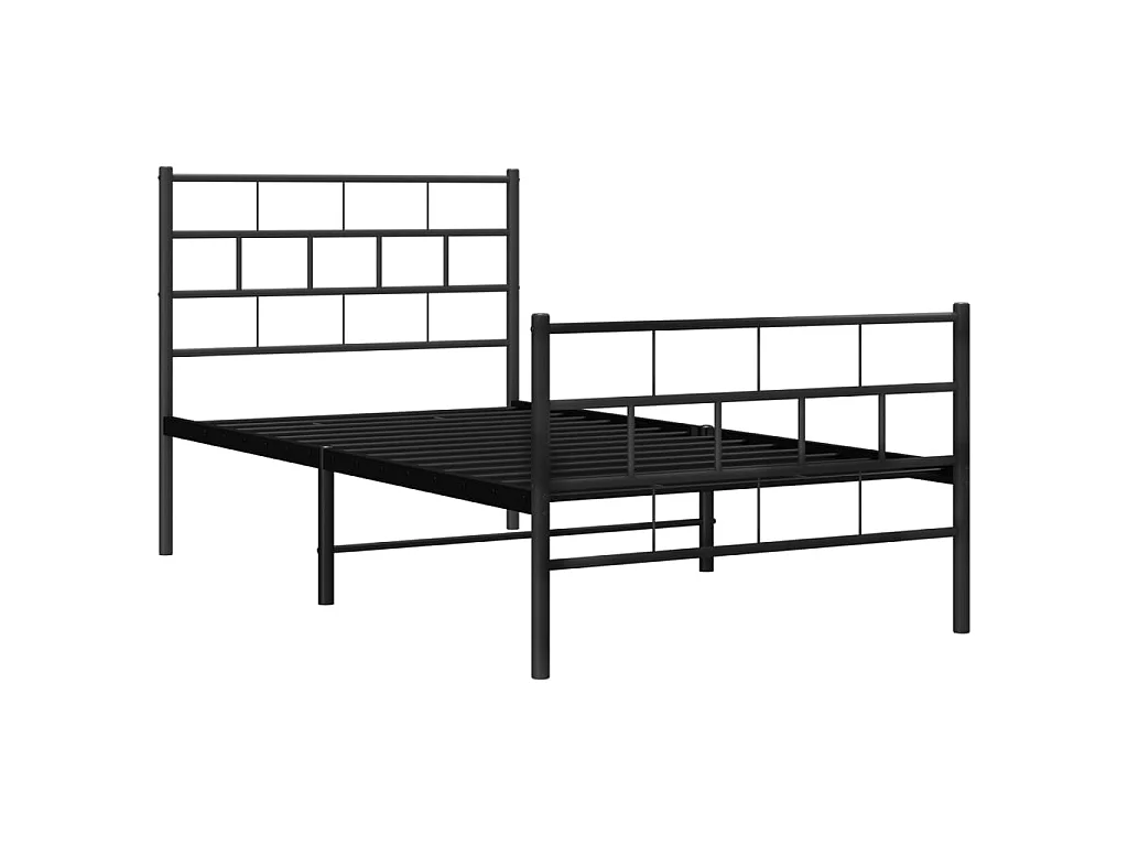 Cama 90x200 cm con cabecero y estribo metal negro ES11478