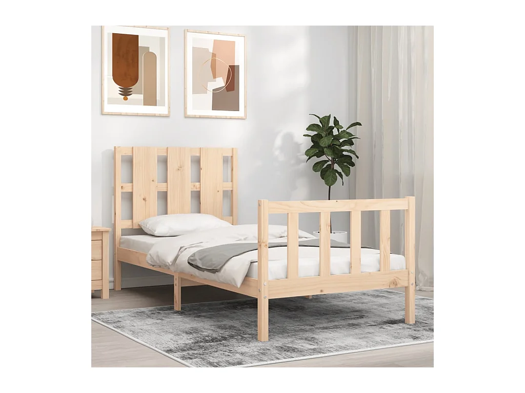 Lit-90x200 cm avec tête de lit bois massif EGGB15933