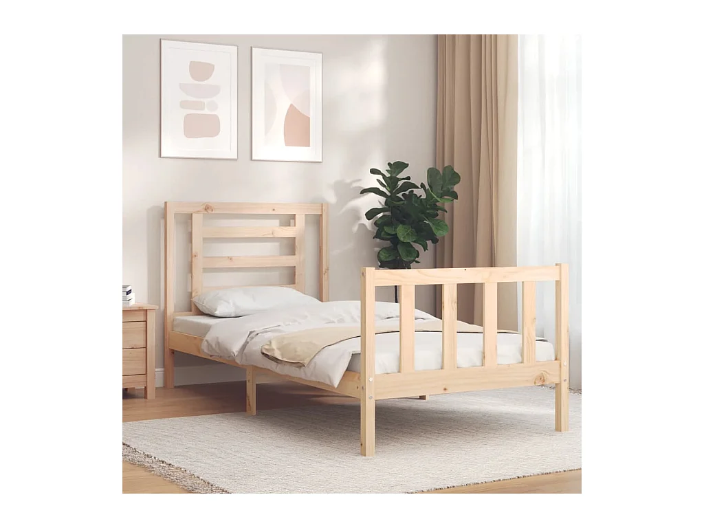 Lit-90x200 cm avec tête de lit bois massif EGGB19349