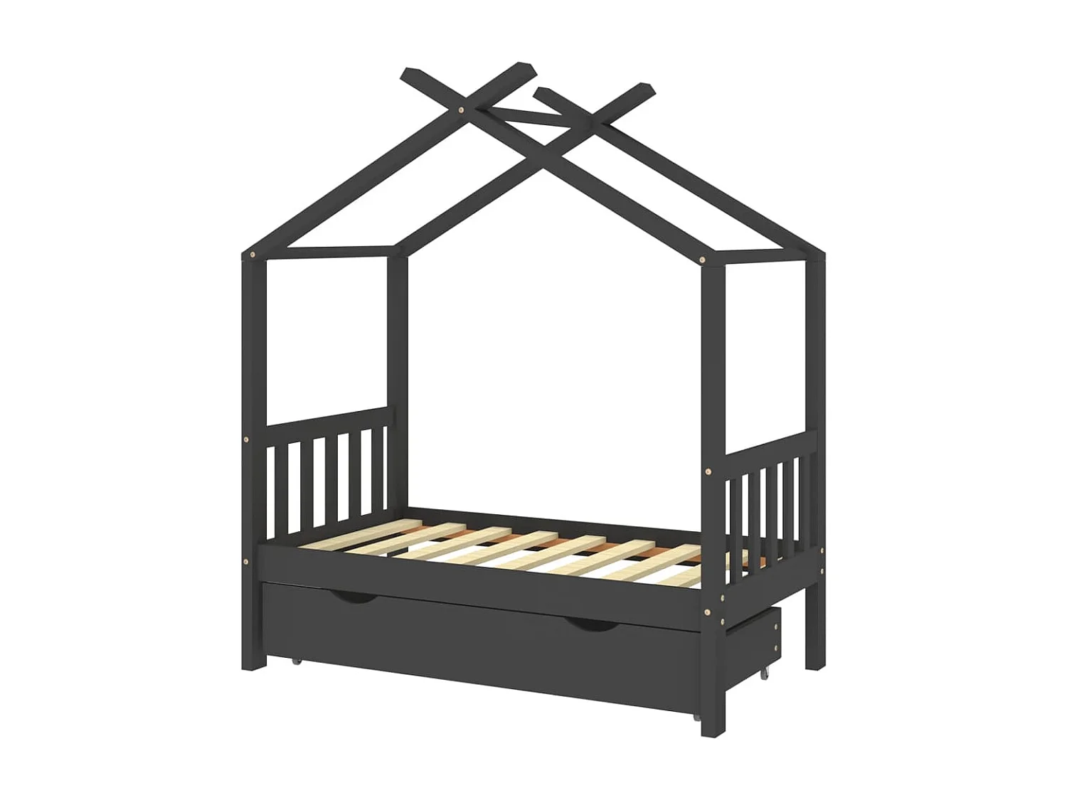 Lit-70x140 cm d'enfant avec un tiroir Gris foncéé Pin EGGB16253