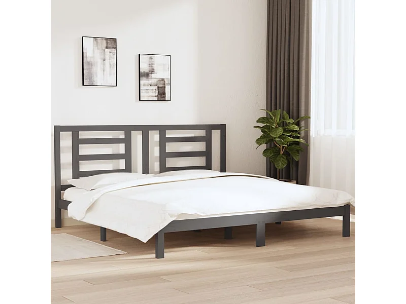 Bedframe massief grenenhout grijs 200x200 cm NL91366