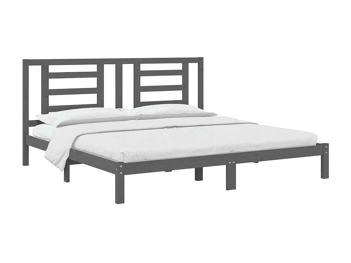 Cama 200x200 cm de madera maciza de pino gris ES70688