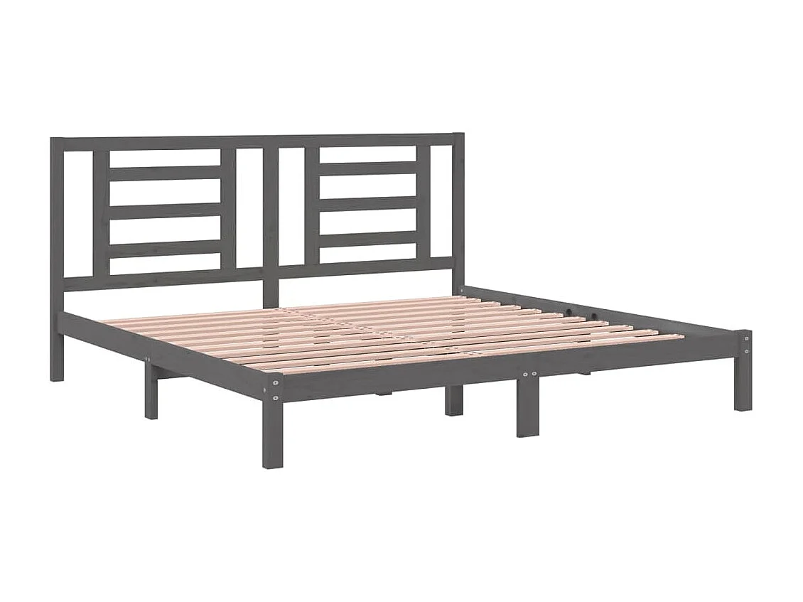 Cama 200x200 cm de madera maciza de pino gris ES70688