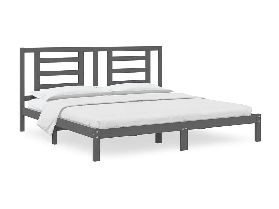 Lit-200x200 cm Gris Bois de pin massif EGGB47515