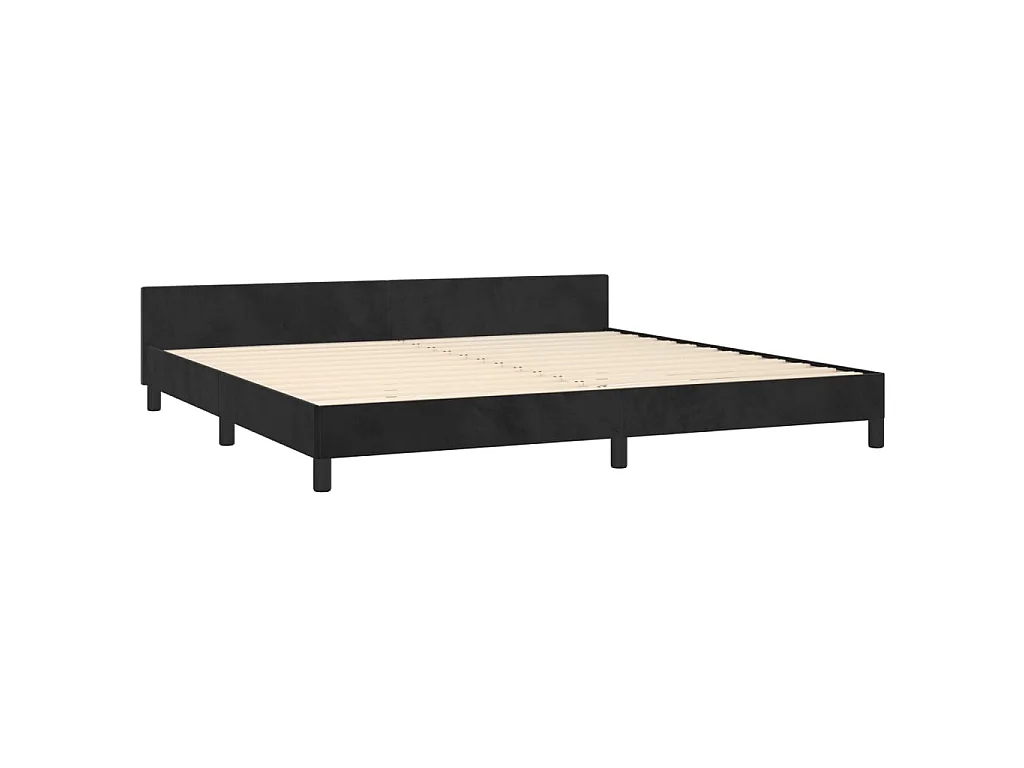 Cama c/ cabeceira 200x200 cm veludo preto PT516505