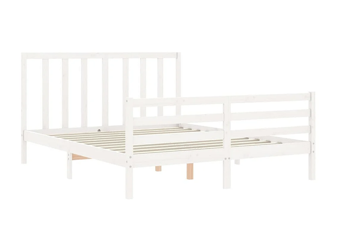 Lit-160x200 cm avec tête de lit blanc bois massif EGGB46612