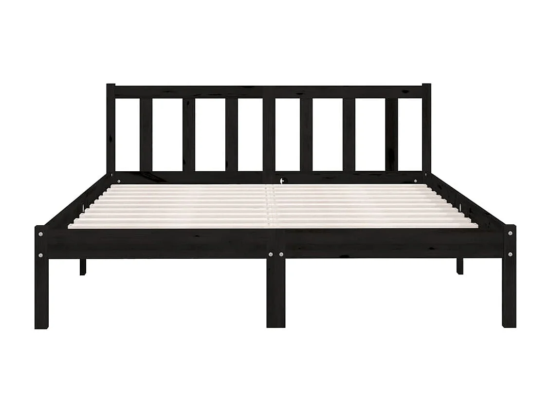 Cama casal 135x190 cm pinho maciço preto PT216188