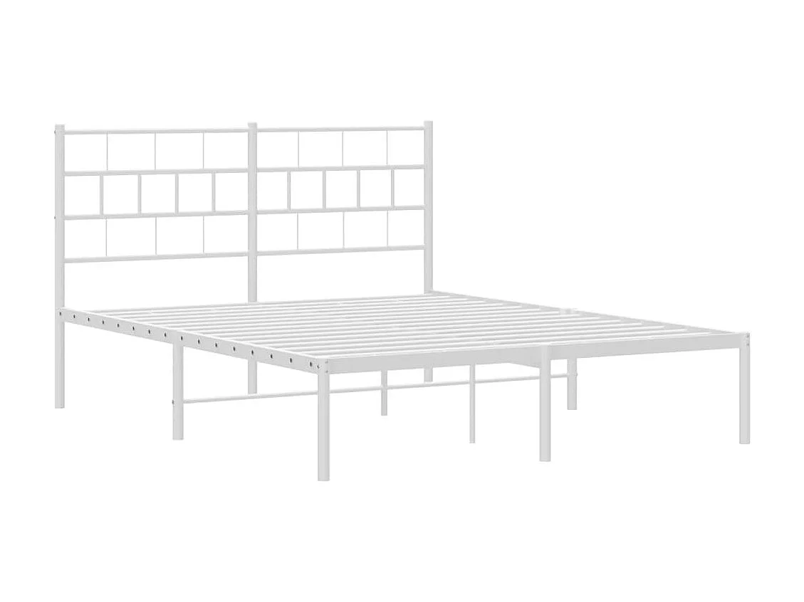 Cama 140x200 cm con cabecero metal blanca ES65938