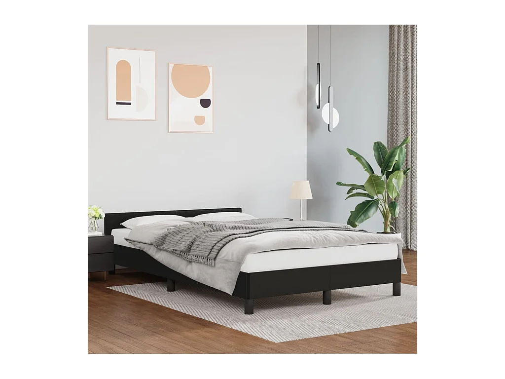 Lit-120x200 cm avec tête de lit Noir Similicuir EGGB32253