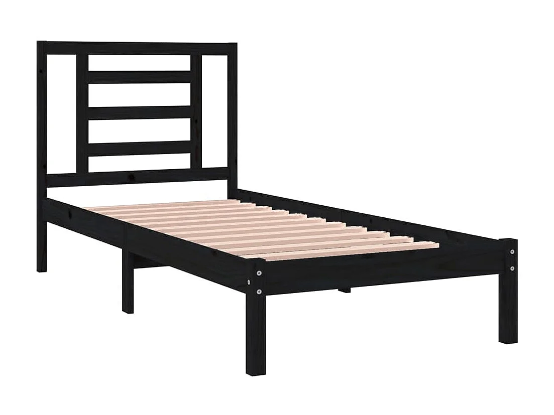 Cama pequena solteiro 75x190 cm madeira preto PT299667