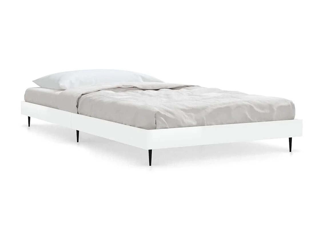 Lit-90x200 cm blanc brillant bois d'ingénierie EGGB86782