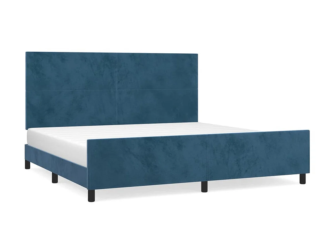 Lit-200x200 cm avec tête de lit Bleu foncé Velours EGGB94218