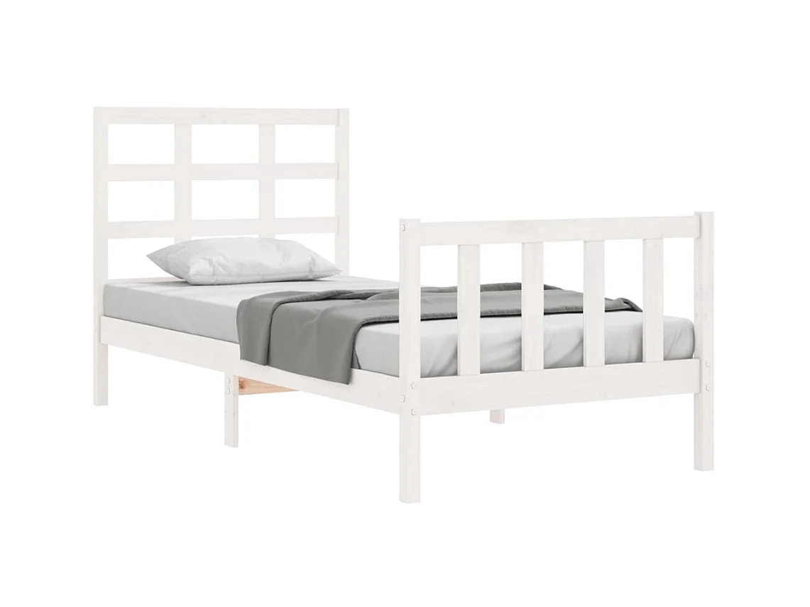 Lit-75x190 cm avec tête de lit blanc petit simple bois massif EGGB45641