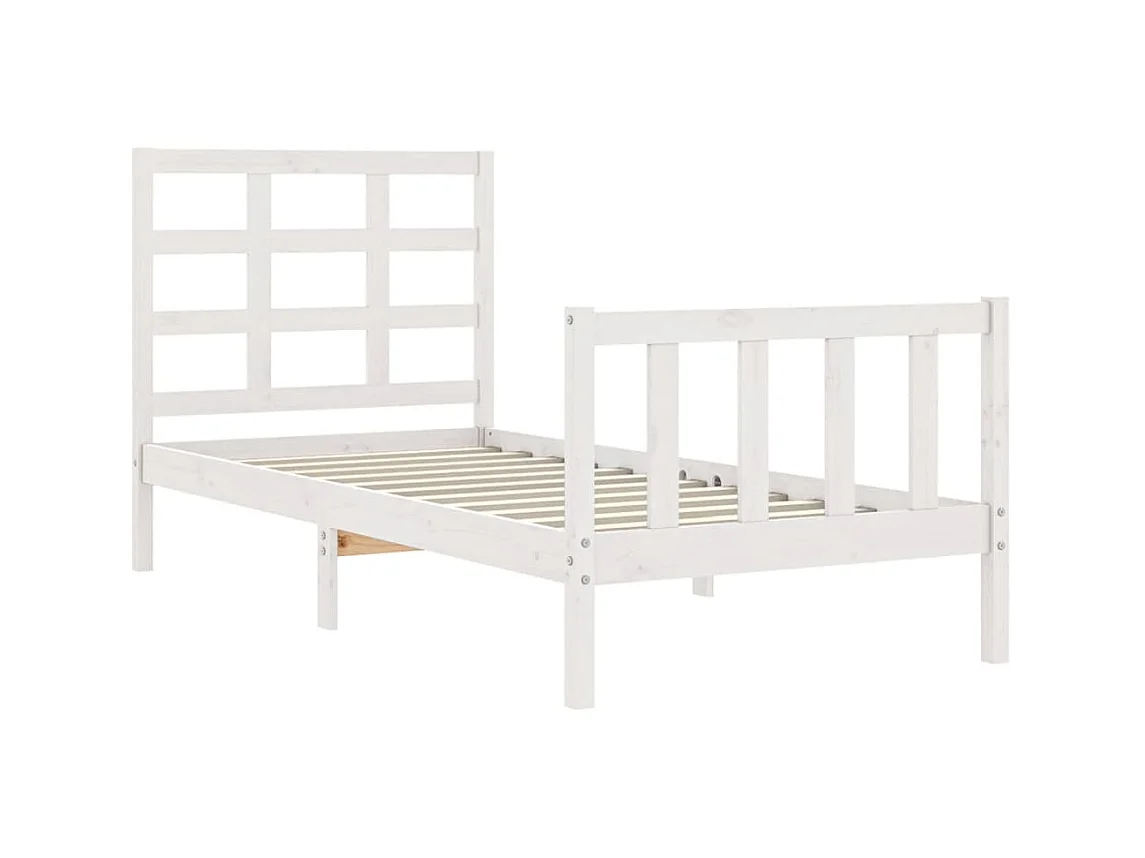 Lit-75x190 cm avec tête de lit blanc petit simple bois massif EGGB45641