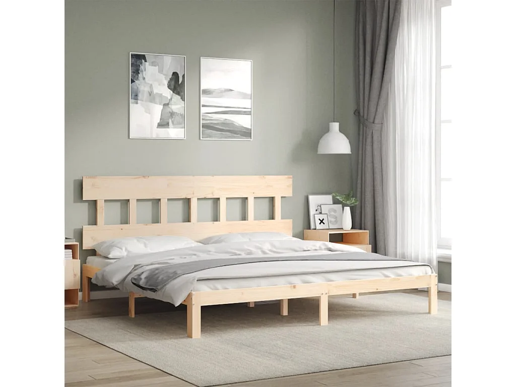 Cama 200x200 cm con cabecero madera maciza ES16618
