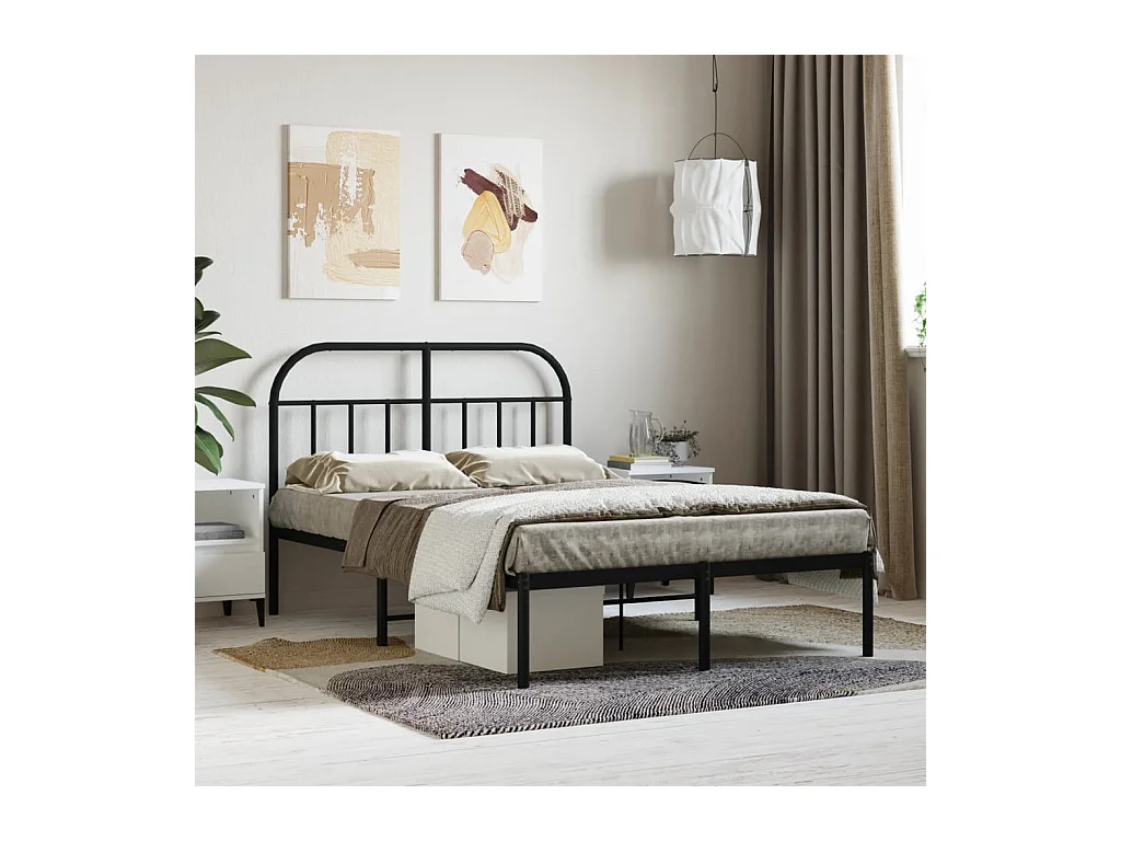 Lit-120x190 cm métal avec tête de lit noir EGGB78070