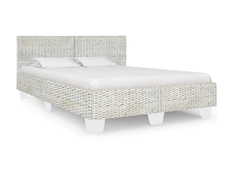 Lit-140x200 cm Gris Rotin naturel EGGB82237