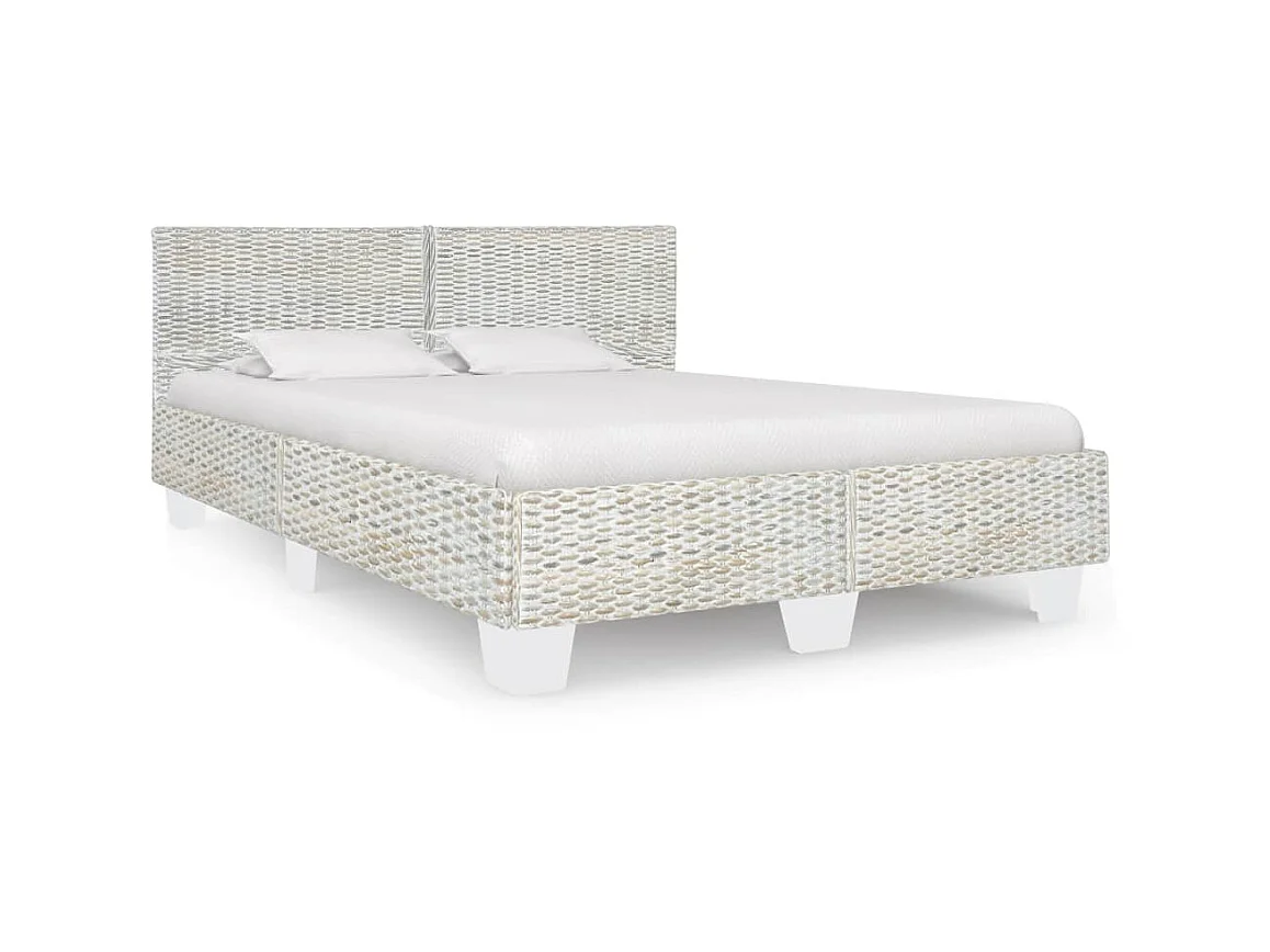 Lit-140x200 cm Gris Rotin naturel EGGB82237